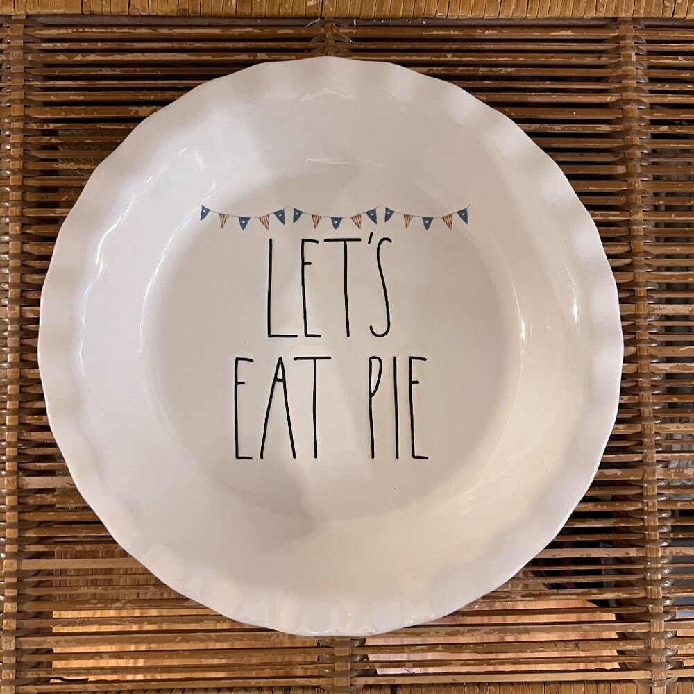 Rae Dunn Magenta Patriotic LET'S EAT PIE Plate 10" 4th Of July Decor RARE